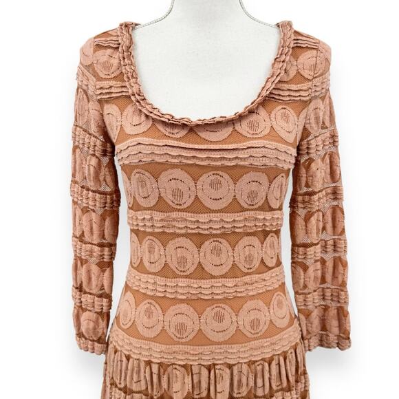 Sundance Women's Grace In Lace Midi Dress Small Orange Romantic Boho - Picture 5 of 14